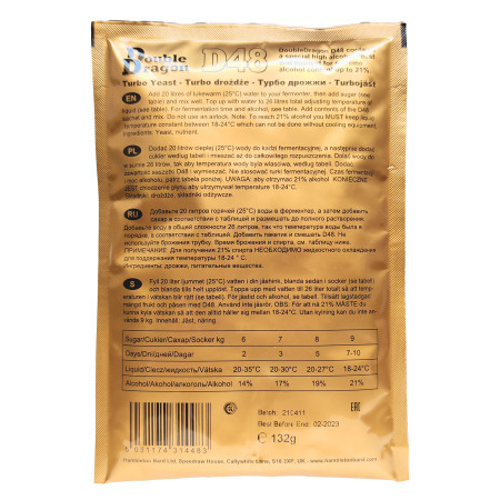 Turbo yeast alcohol "Double Dragon" D48 (132 gr) в Великом Новгороде